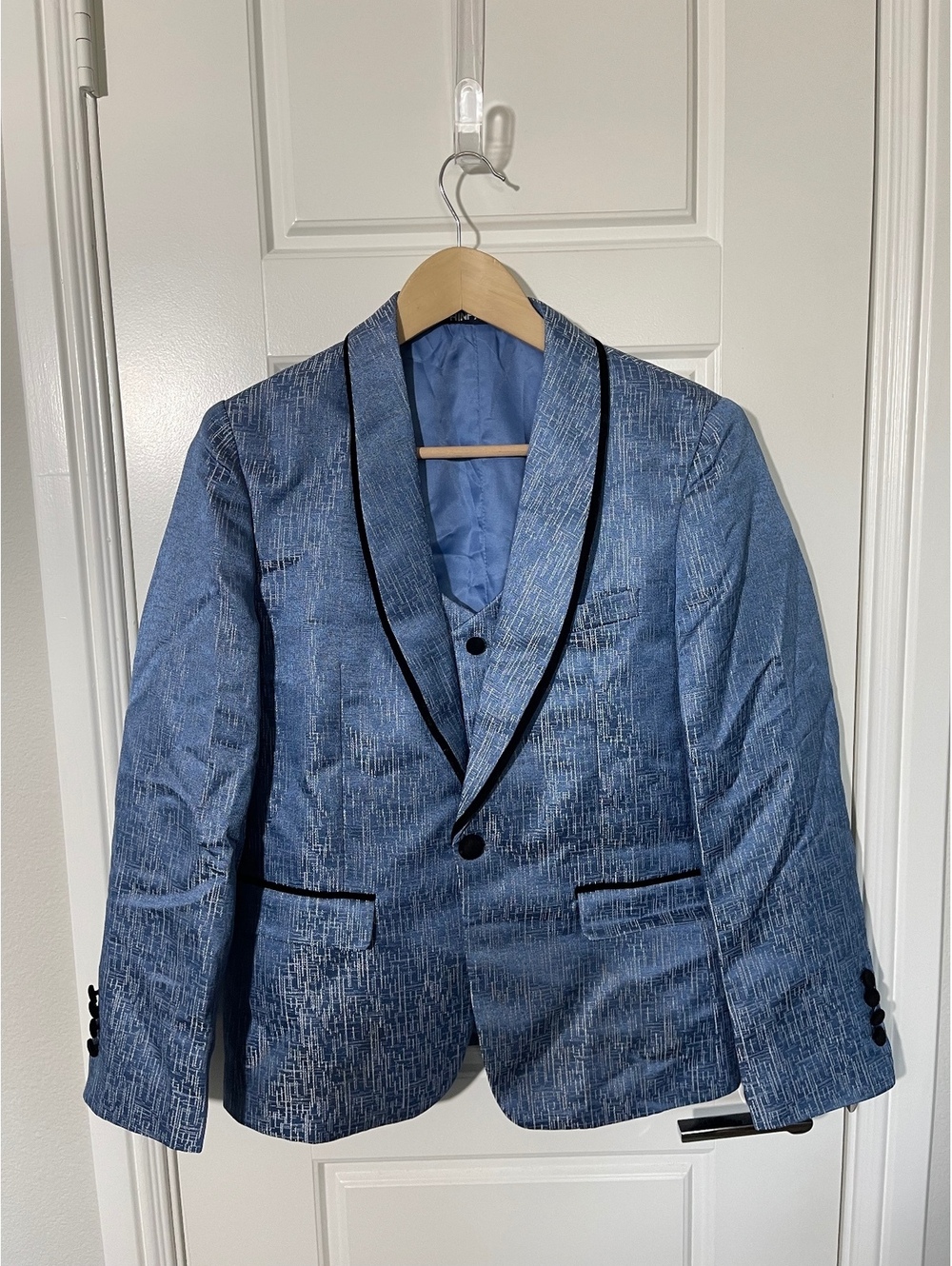 Boys Suits for Kids Size 14 Blue Shawl Lapel 3 Pieces K149